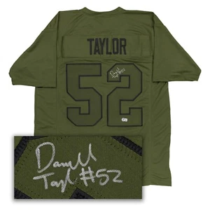 DARRELL TAYLOR Signed Salute to Service Custom Olive SEAHAWKS Jersey - BECKETT - Picture 1 of 6