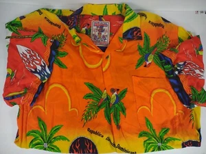 Uluwatu Bali Island Hawaiian Shirt Republica Dominicana mens sm button up orange - Picture 1 of 10