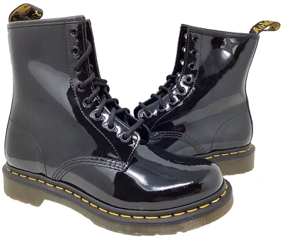 Botas de combate Dr. Martens para mujer 1460 charol brillante negras talla: 8 111G Foto 1 de 4
