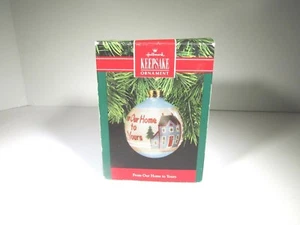 90=HALLMARK-KEEPSAKE=BLOWN GLASS & HANDPAINT-"FROM OUR HOUSE TO YOURS"-ORNAMENT - Picture 1 of 10