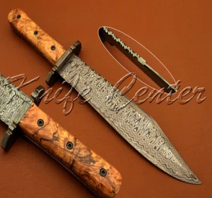 SCHÖNES CUSTOM HANDGEFERTIGTES DAMASTSTAHL JAGD BOWIE MESSER | OLIVENHOLZGRIFF - Bild 1 von 11