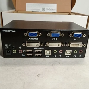 Startech Starview C4E1E7ZG37F 2 puertos DVI VGA doble monitor USB KVM conmutador - Imagen 1 de 5