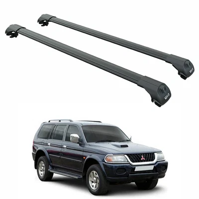 Para Mitsubishi Montero Sport 2001-2006 rack de teto barras transversais trilho elevado alumínio preto - Imagem 1 de 4