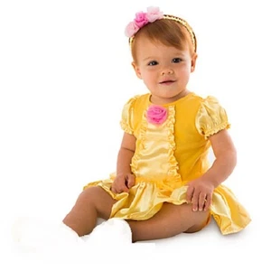 BELLE~Disfraces~BODYSUIT+HEADBAND~NWT~La Bella y la Bestia~Disney Store~2016 - Imagen 1 de 11