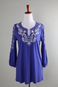J. JILL NWT $69 Soft Stretch Embroidered V-Neck Tee Top Size XS Petite - Picture 1 of 6