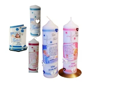 Taufkerze/Kommunionkerze.mit Taufspruch "zur Geburt "Schutzengel-Mädchen,Junge - Bild 1 von 4