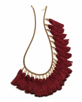 Collar Eddie Borgo Borla de Seda Spray Placa de Oro Rojo Borgoña 30 pulgadas de ancho Foto 1 de 4