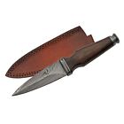 New Plain Damascus Dirk Style Knife Dagger 9.5" W/ Wood Handle And Sheath