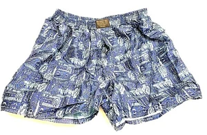 Silk Like Blue Dog Boxer Shorts Handmade 34" 36" Waist Mens Large - Picture 1 of 4