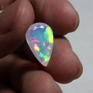 5 Cts Natural AAA Multi Fire Ethiopian White Opal Pear Cut Gems 17.2x10.9x7.8 MM - Picture 1 of 7