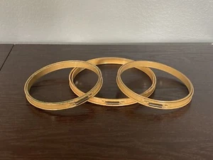 Three Vintage Metal Embroidery Hoops - Cork Lined - 5" and 6" Hoops - Picture 1 of 7