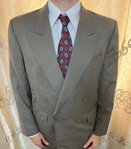 1960s Vintage all worsted handtailored Bespoke db gangster brown retro suit 40R - Picture 1 of 18