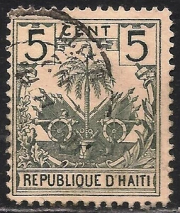 Escudo de armas Haití #41 (A9) en muy buen estado usado - 1896 5c (hojas caídas) - Imagen 1 de 1