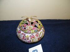 Victorian Treasures Trinket Box Enameled Jeweled Flowers & Hummingbird