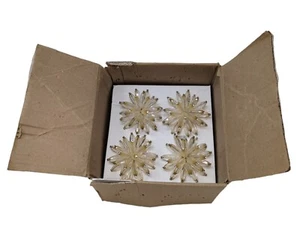 Kim Seybert Constellations Holiday Clear Crystal And Gold Napkin Rings Set Of 4 - Picture 1 of 6