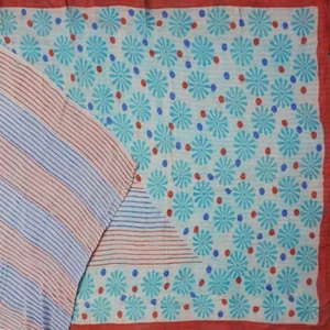 Vintage blau 100 % reine Georgette Seide bedruckt Sari Blumen Handarbeit Stoff Sari - Bild 1 von 6