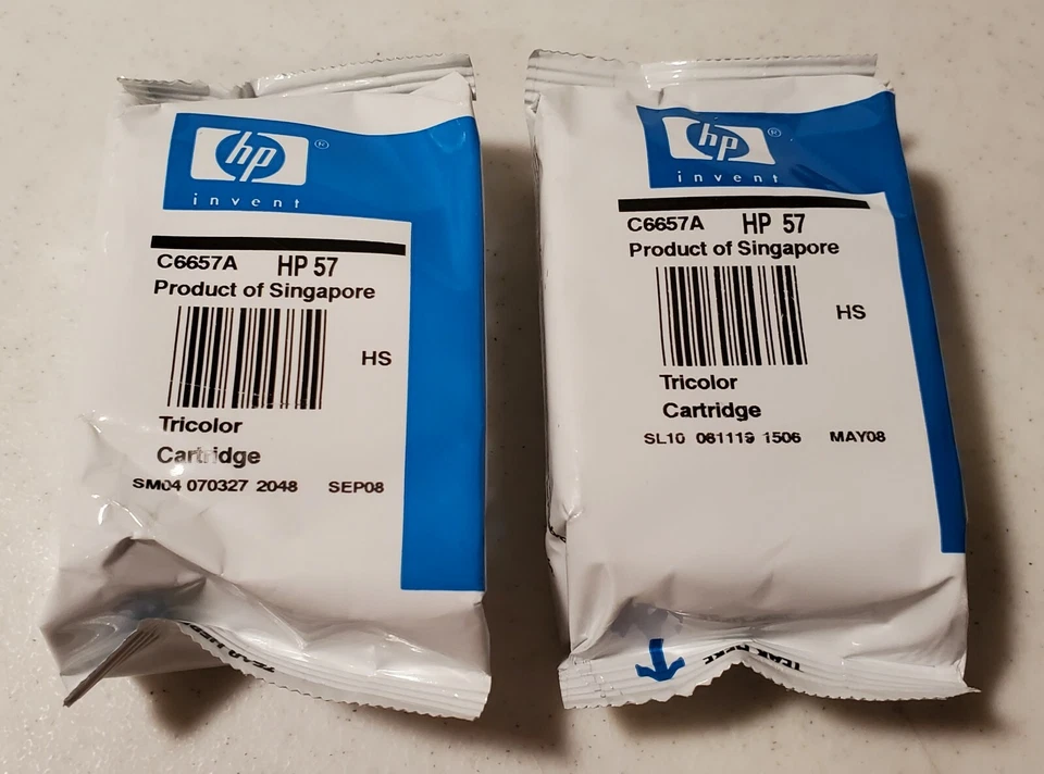 2 New Genuine HP 57 Tricolor Printer Ink Cartridges Sealed No Retail Package - Image 1 of 1
