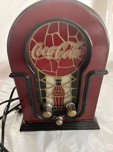 Vintage Coca-Cola AM FM Radio Stain Glass Look Radio - Picture 1 of 9