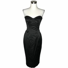 N485 DOLCE & GABBANA Designer Dress Size 44 Black Solid Strapless Bodycon Formal