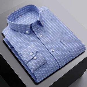 Camisas Oxford de vestir para hombre formales de negocios mangas largas de algodón informales Camisas Prendas para el torso - Imagen 1 de 15