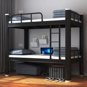 COMMERCIAL GRADE SINGLE BUNKBED SQUARED METAL FLASH BLACK. DELIVERY NOT INCLUDED - Picture 1 of 4