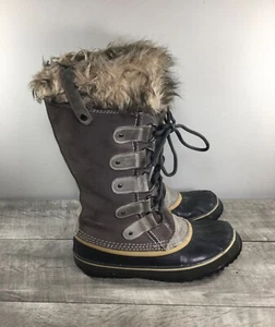 Sorel Joan of Arctic Winter Gray Waterproof Leather Womens Boots NL1540 Size 9 - Picture 1 of 10