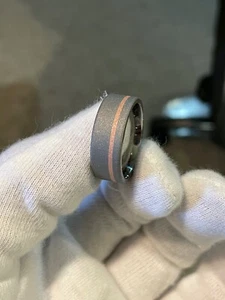 Sandblasted Copper Titanium Ring, 8mm Wide, Mens Band, Made to Order - Picture 1 of 6