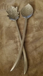 Lovely Mariposa Cast Aluminum Salad Servers Vintage 1992 Leaf Pattern 🥬 - Picture 1 of 5