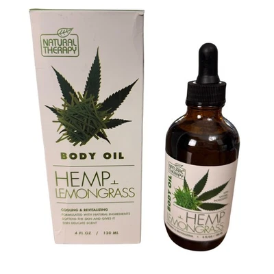 Natural Therapy Body Oil Hemp & Lemongrass 4 fl oz New In Box Soothe Hydrate - Image 1 of 3