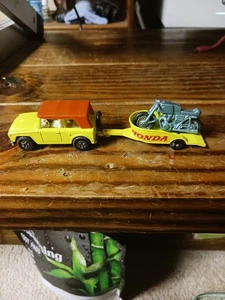 Matchbox Lesney # 18 FIELD CAR & No.38 Honda Motorcycle & Trailer - Picture 1 of 8
