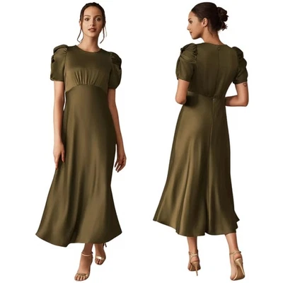 BHLDN платье женщин размер 16 зеленый Leyden макси Puff рукав подружки невесты официальный новый - Изображение 1 из 4