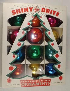 Vintage 50er Jahre Schachtel Shiny Brite Weihnachtsschmuck mehrfarbig Mid Century MCM - Bild 1 von 11