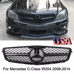 Black Grille W/Star Grill For Mercedes Benz W204 C-Class C250 C280 C300 2008-14 - Picture 1 of 12