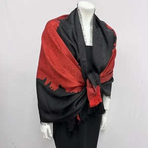 Vintage Saint Laurent Rive Gauche Silk Scarf Snakeskin Print Red Black 35" x 68" - Picture 1 of 7