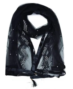 Net Dupatta For Women Indian Stole Scarf Party Wear Wrap Mirror Work Chunni - Picture 1 of 36