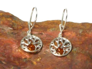 Cognac AMBER Sterling Silver 925 Gemstone Earrings - Gift Boxed - Bild 1 von 4