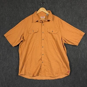 Wrangler Mens XL Short Sleeve Button Up Shirt Tan Regular Fit Western Pockets - Picture 1 of 10