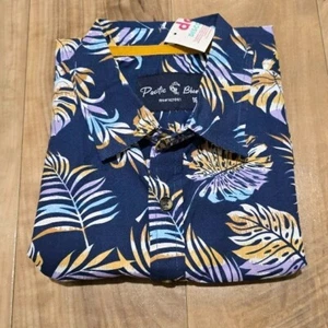 Nwt Pacific Blue Teen Boys 18 Shirt Floral Short Sleeve Button Front Surf Beach - Picture 1 of 8
