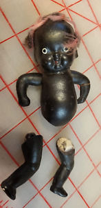 Vintage Dark Complexion Jointed Ceramic Bisque Baby Doll - Japan + Bonus Torso