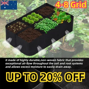 4-8 Grid Planting Grow Bag Fabric Raised Bed Garden Planter Vegetable Plant Box - Picture 1 of 25