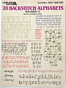 20 BACKSTITCH ALPHABETS Cross Stitch Chart by Anne Van Wagner Young #407 - Picture 1 of 2
