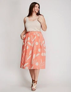 Falda circular de algodón forrada con estampado beige melocotón Lane Bryant elige la talla - Imagen 1 de 3