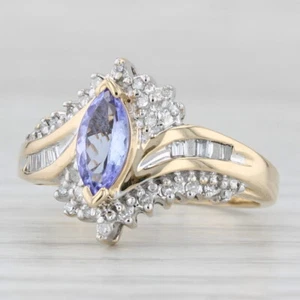 0.78ctw Tanzanita Diamante Tipo Bypass Anillo 14k Oro Amarillo Talla 4.75 - Imagen 1 de 10