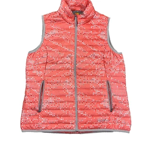 Eddie Bauer Puffer Vest Women Medium Pink Gray Down Fill EB700 Travex Assent - Picture 1 of 9