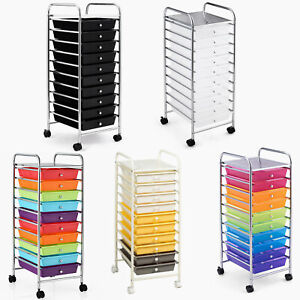 10 Drawers Storage Trolley Mobile Rolling Utility Cart Home Office Organizer 