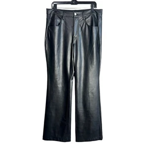 A.L.C. Faux Leather Wide Leg Pants Womens 12 Black High Rise Stretch Vegan NEW - Picture 1 of 9