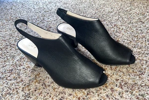 J. Jill black leather slingback peep-toe heels 9.5 - Picture 1 of 11