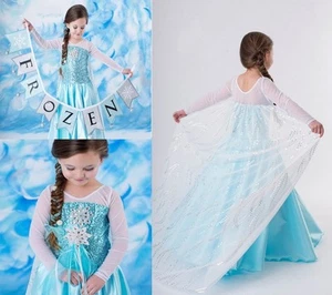 Girl Dress Costume Princess Queen Elsa Party Birthday size 1-12Yrs - Picture 1 of 4