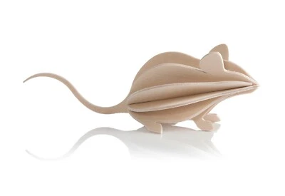 Lovi Mouse Wooden 3D Model 15cm Wildlife Hand Painted Plastic-Free DIY Kit Gift - Image 1 of 4