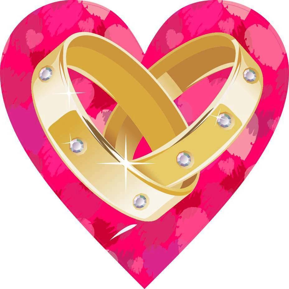 4X4 Wedding Rings Heart Bumper Sticker Vinyl Decal Decals Truck Window Stickers - Image 1 of 1